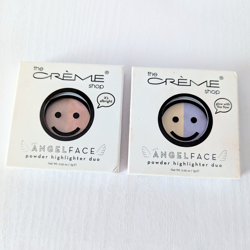 2 The Creme Shop ANGELFACE Powder Highlighter Duo LET THERE BE LIGHT & IT'S LIT
